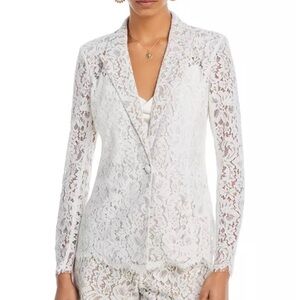 L'Agence White Lace Clementine Semi Sheer Blazer NWT